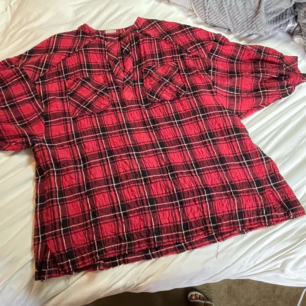 Free People Red Tartan Tunic